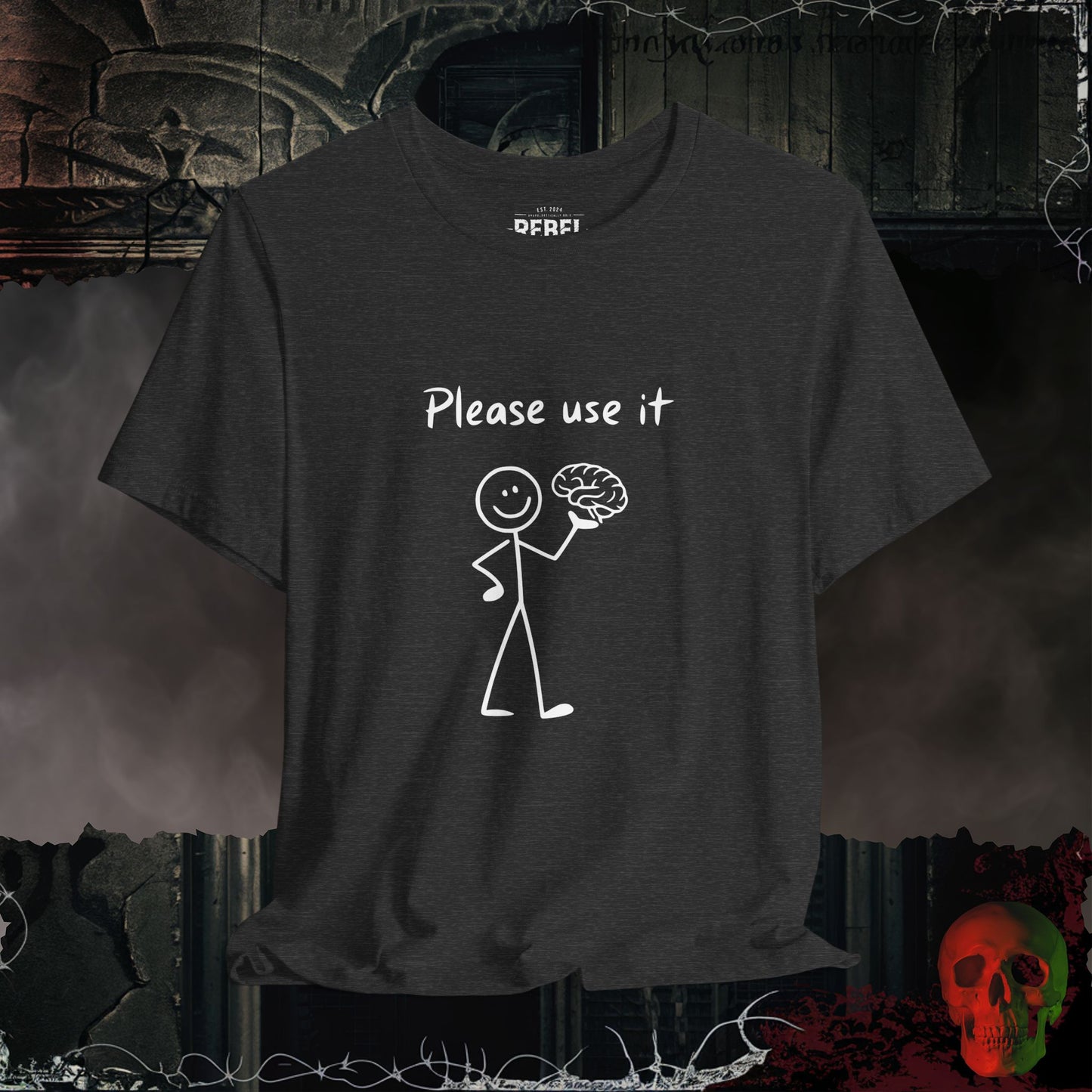 Please Use It T-Shirt | Funny Stick Figure Humor Tee