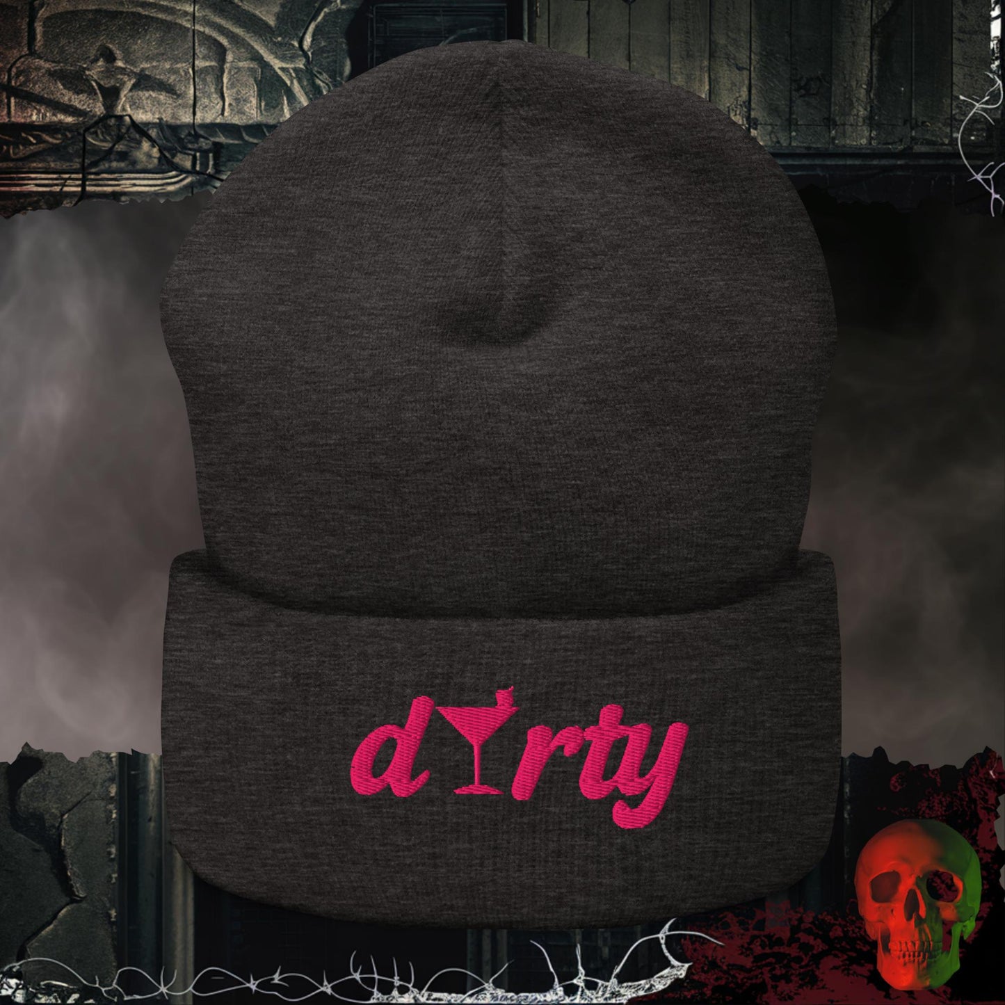 Beanie Dark Grey Dirty Martini Embroidered Beanie