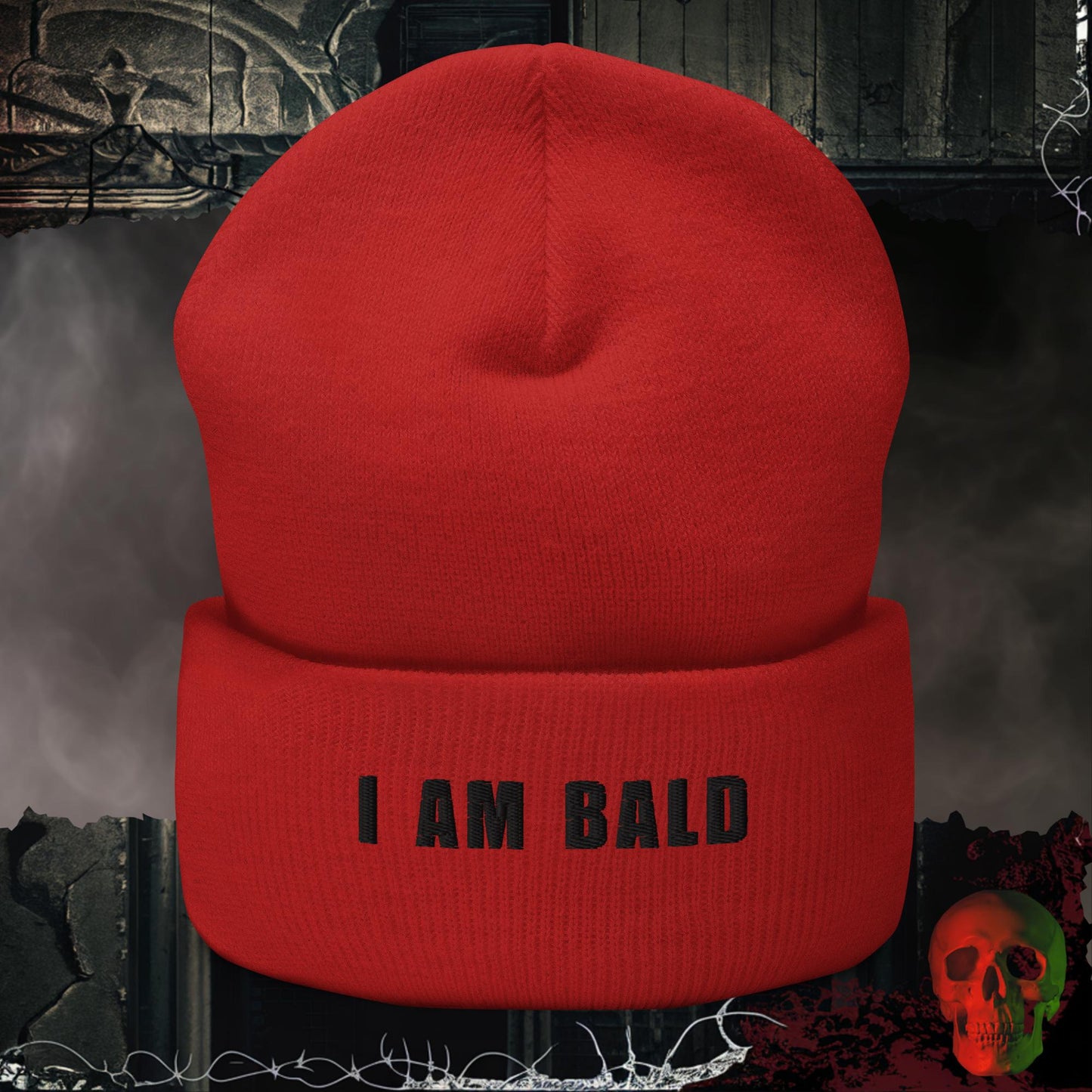 Beanie Red I am Bald Embroidered Beanie