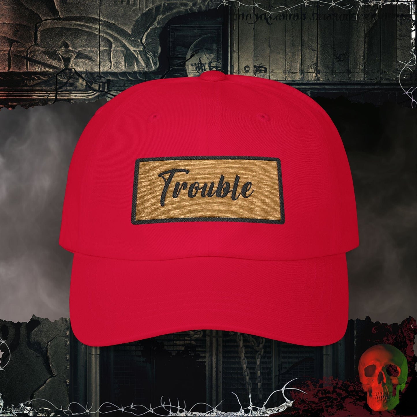 Hats Cranberry / One size Trouble Embroidered Hat