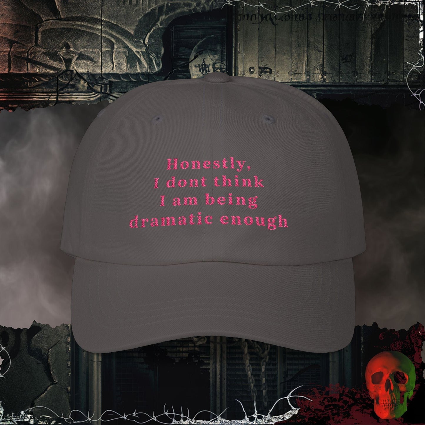 Hats Dark Grey / One size So Much Drama Embroidered Hat