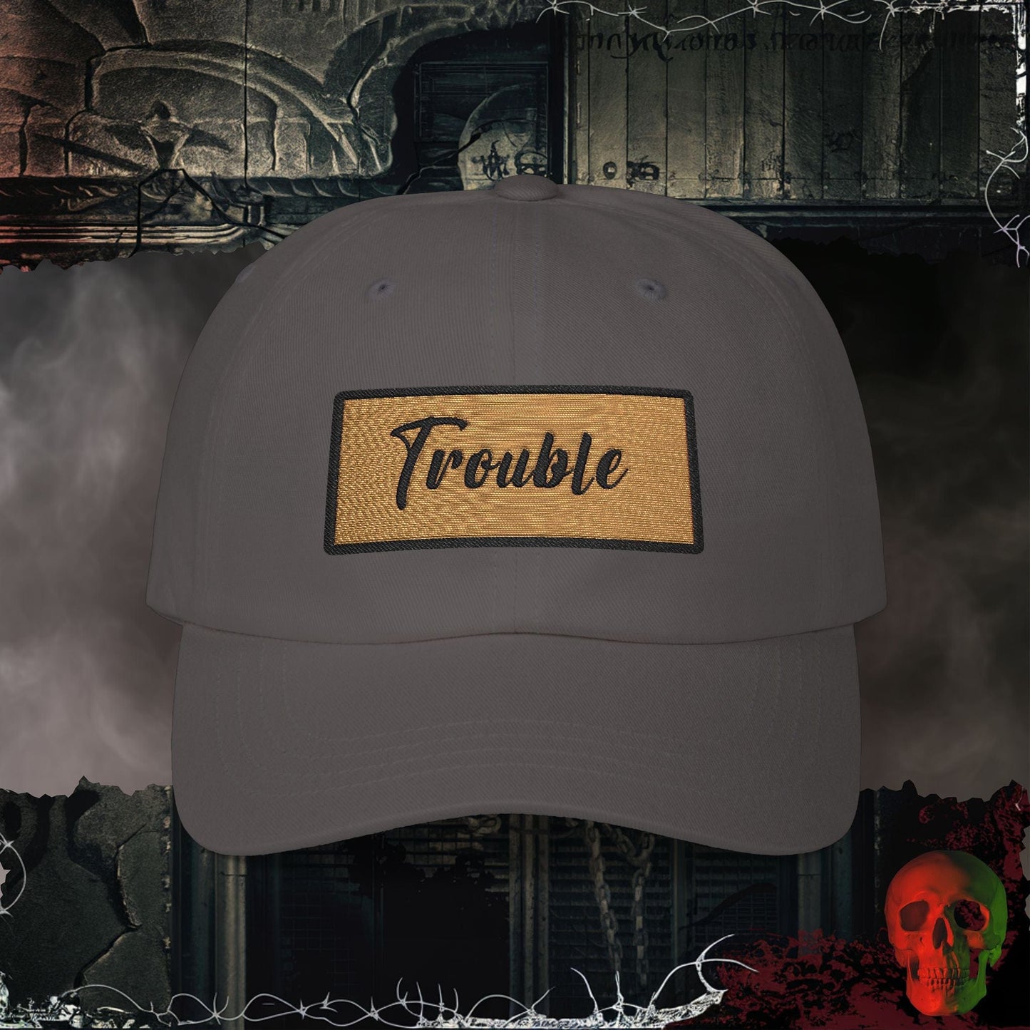 Hats Dark Grey / One size Trouble Embroidered Hat