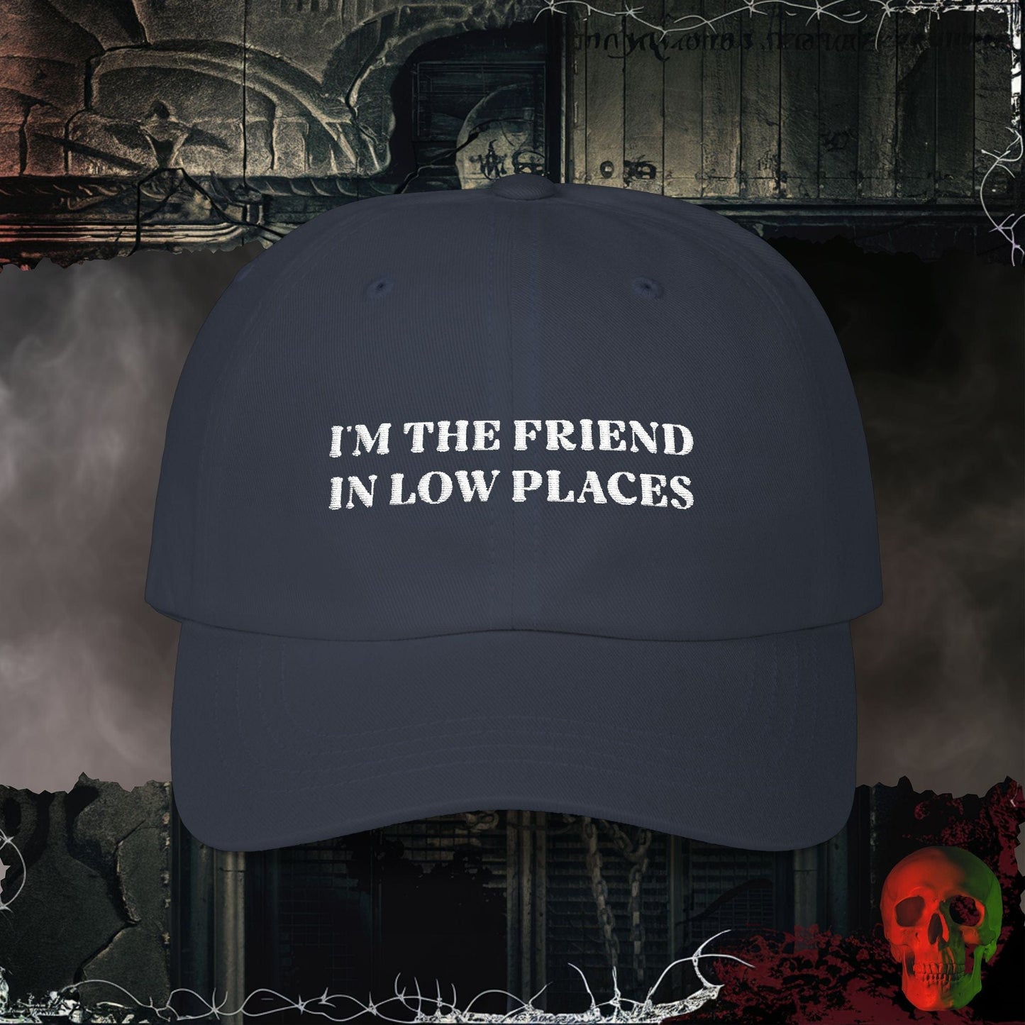 Hats Navy / One size Friend in Low Places Embroidered Hat