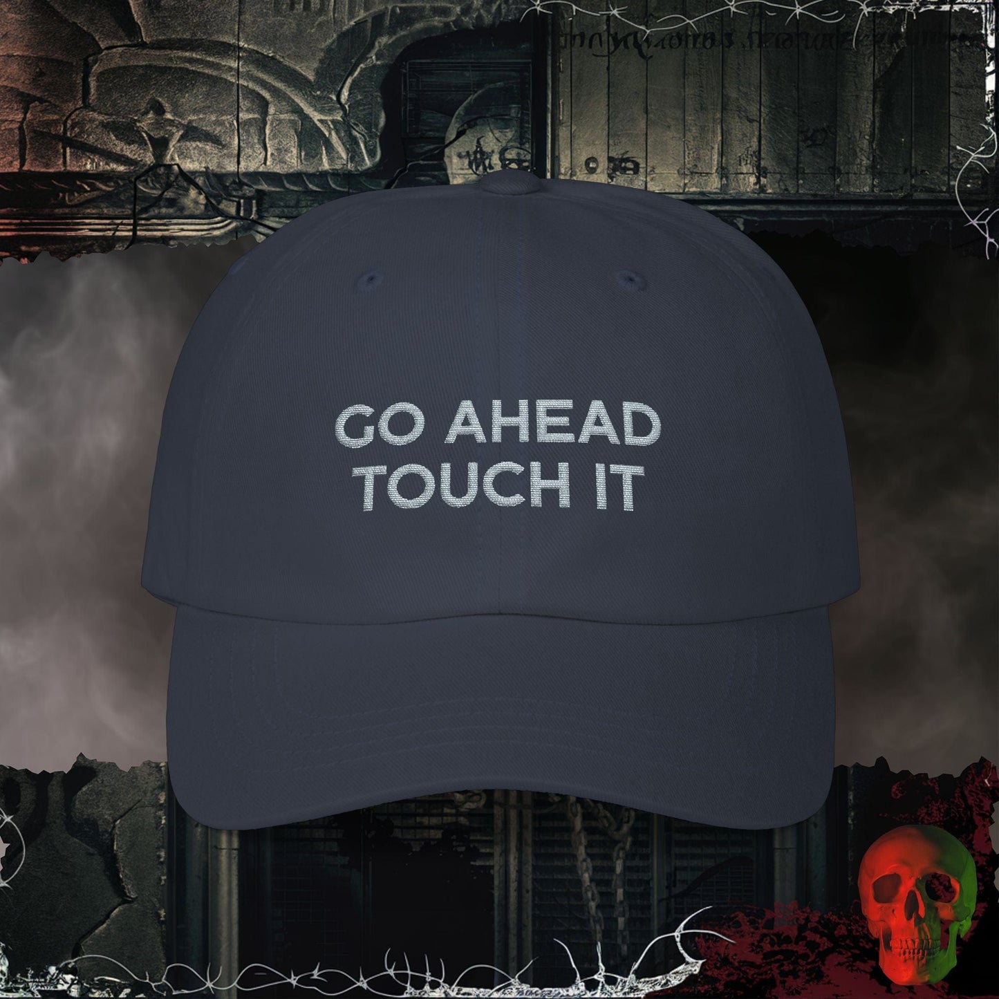 Hats Navy / One size Go Ahead Touch It Embroidered Hat
