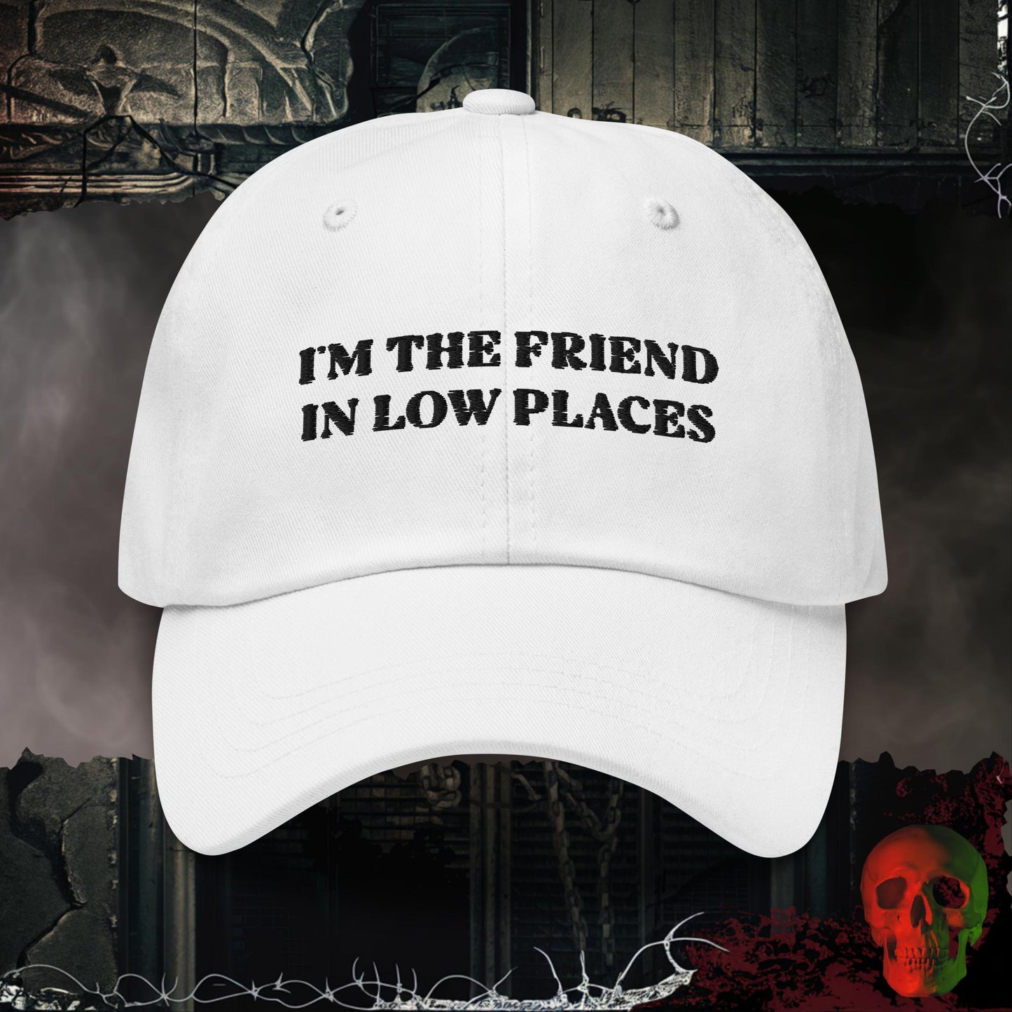 Hats White Friend in Low Places Embroidered Hat