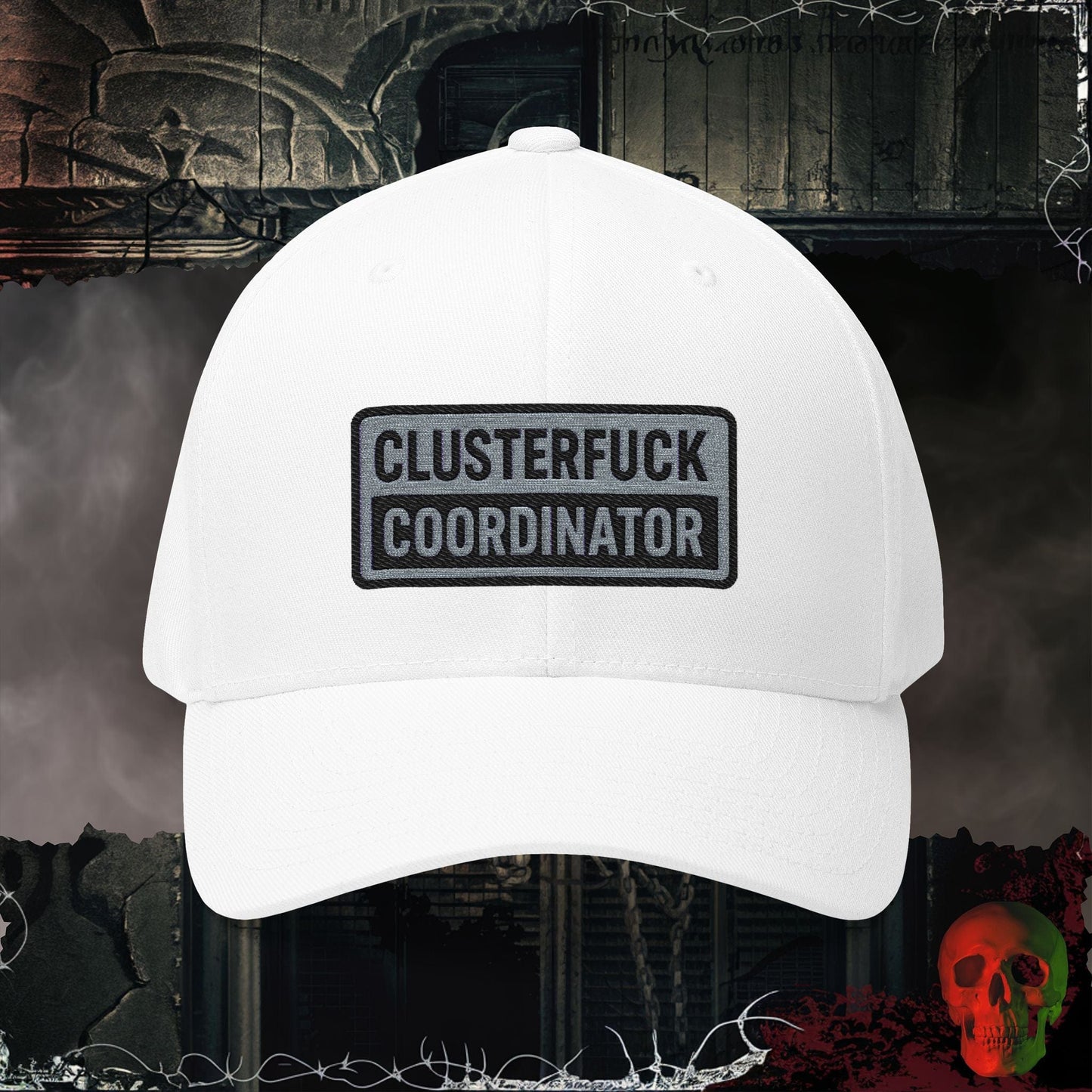 Hats White / S/M Clusterf@ck Coordinator Closed Back Embroidered Hat