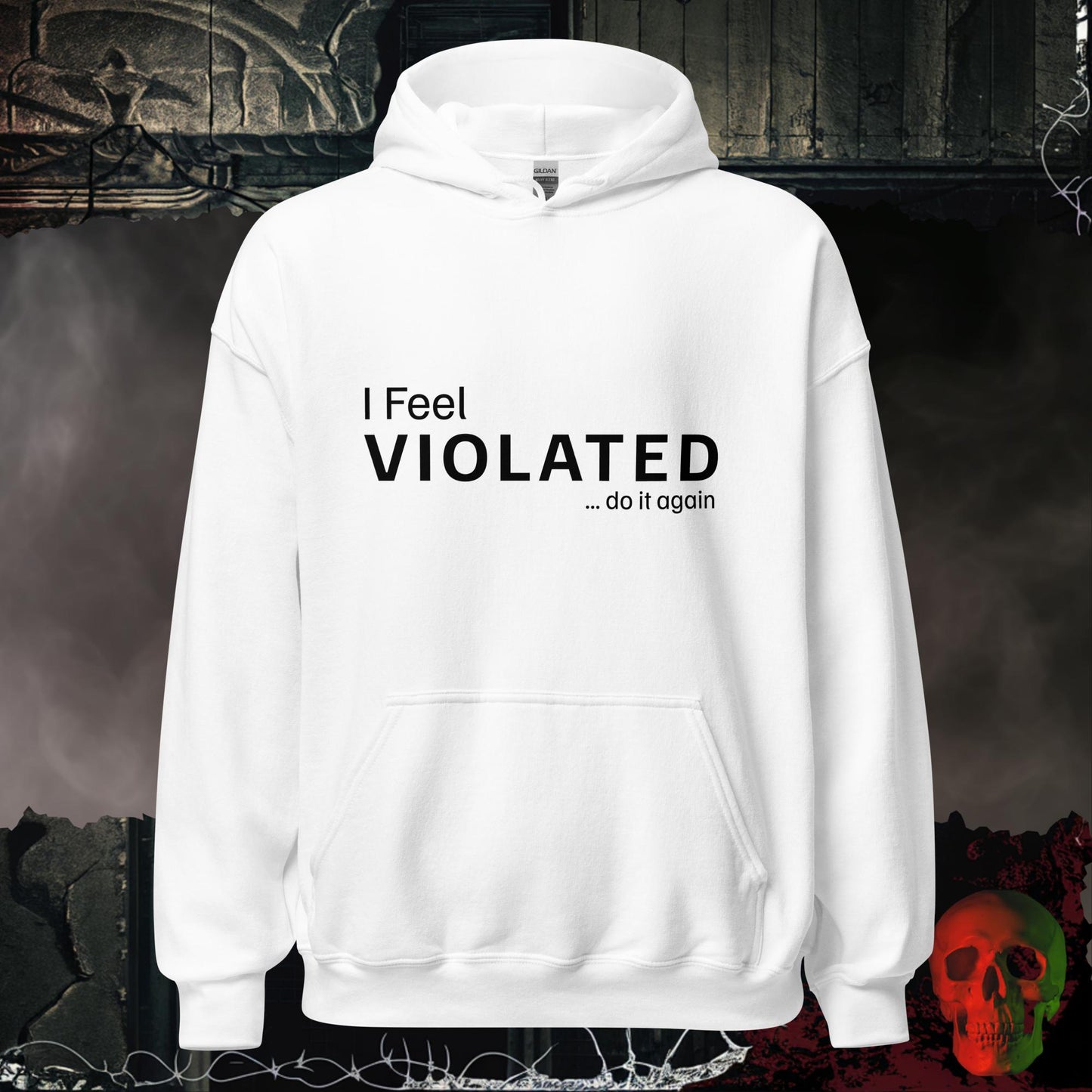 Hoodie White / S I Feel Violated Hoodie
