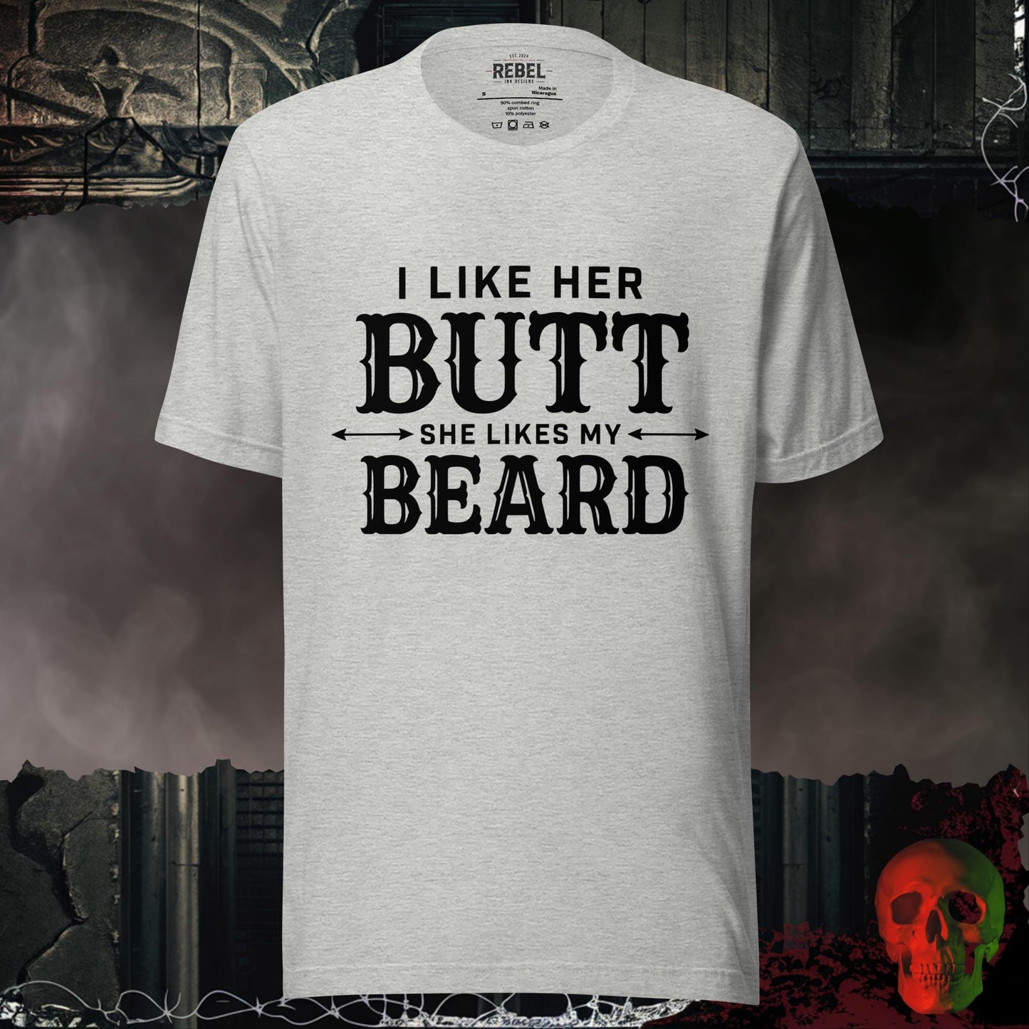 T-Shirt Athletic Heather / S I Like Her Butt She Likes My Beard Tee