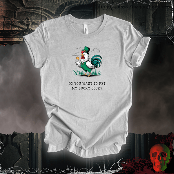 T-Shirt Athletic Heather / S Pet My Lucky Cock T-Shirt | Bold & Hilarious St. Patrick's Day Tee