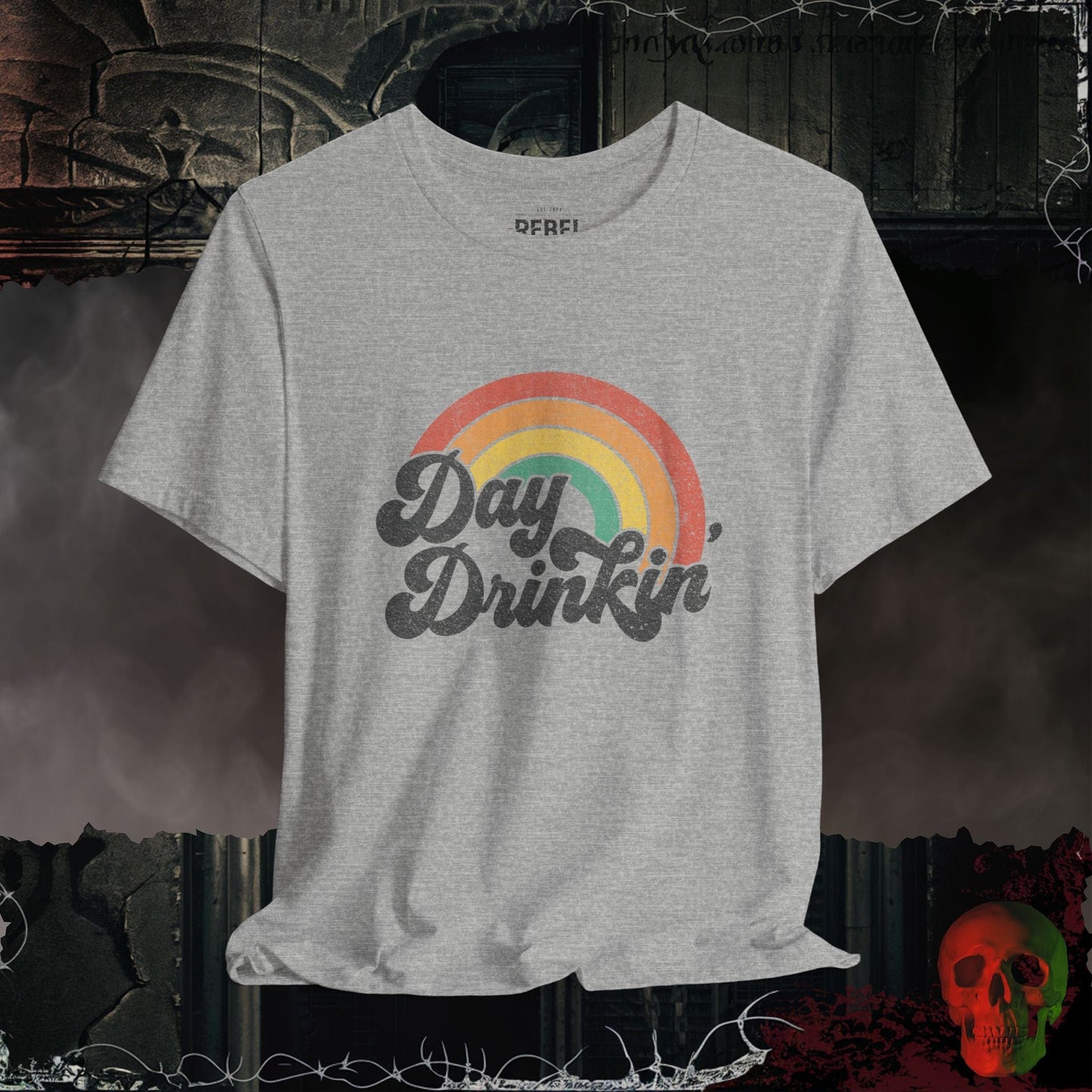 T-Shirt Athletic Heather / S Retro Rainbow Day Drinkin’ Tee