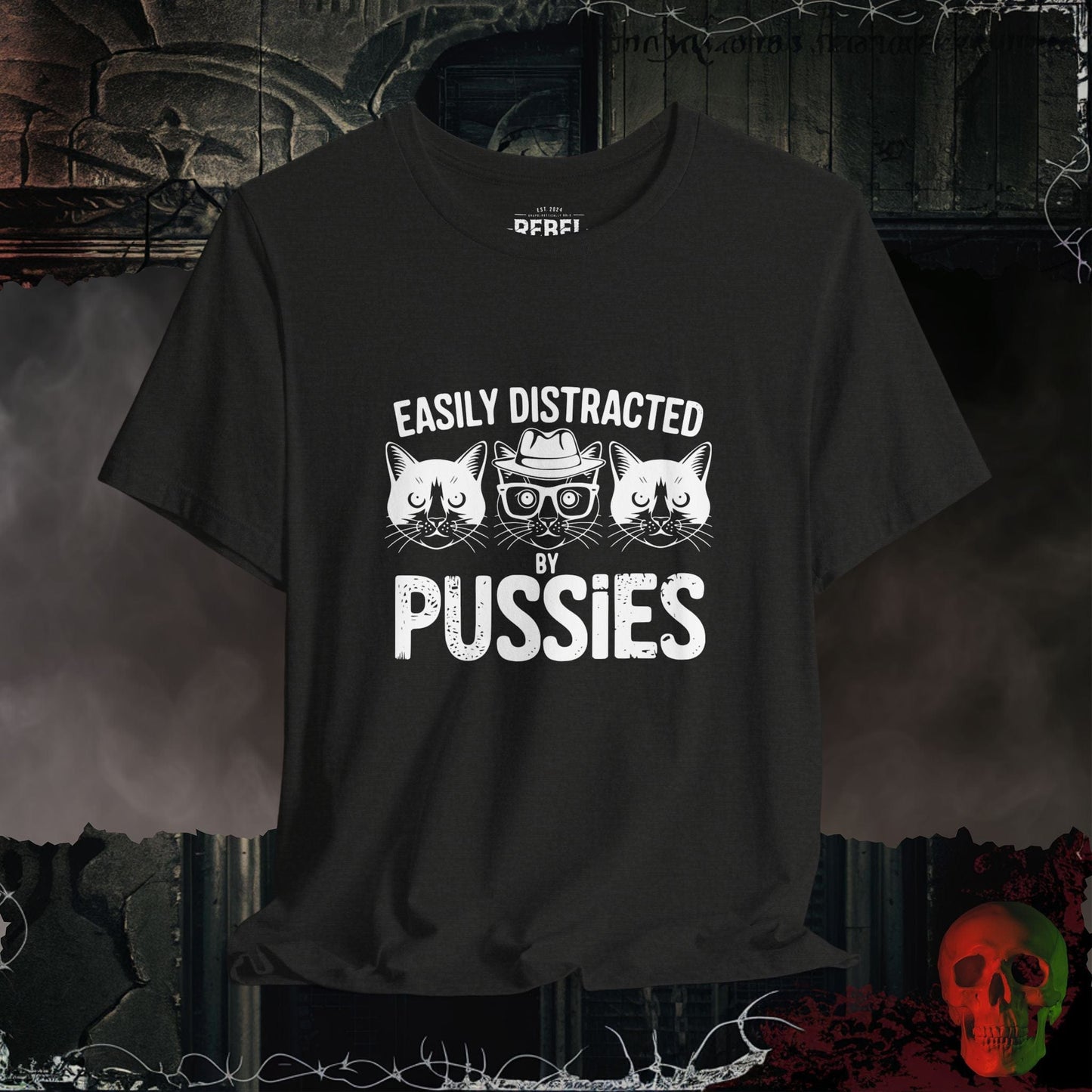 T-Shirt Black Heather / S Easily Distracted by Pussies T-Shirt