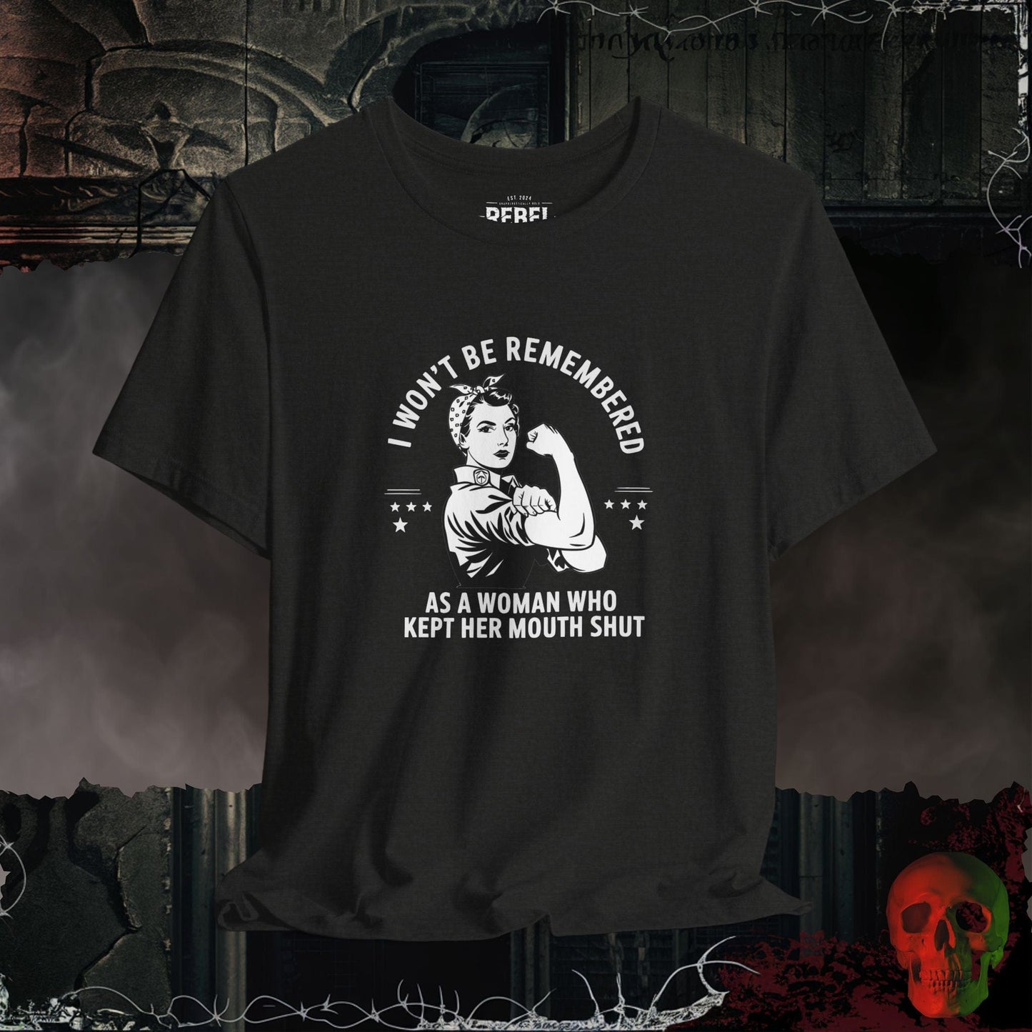 T-Shirt Black Heather / S I Won't Be Remembered as a Woman Who Kept Her Mouth Shut Tee