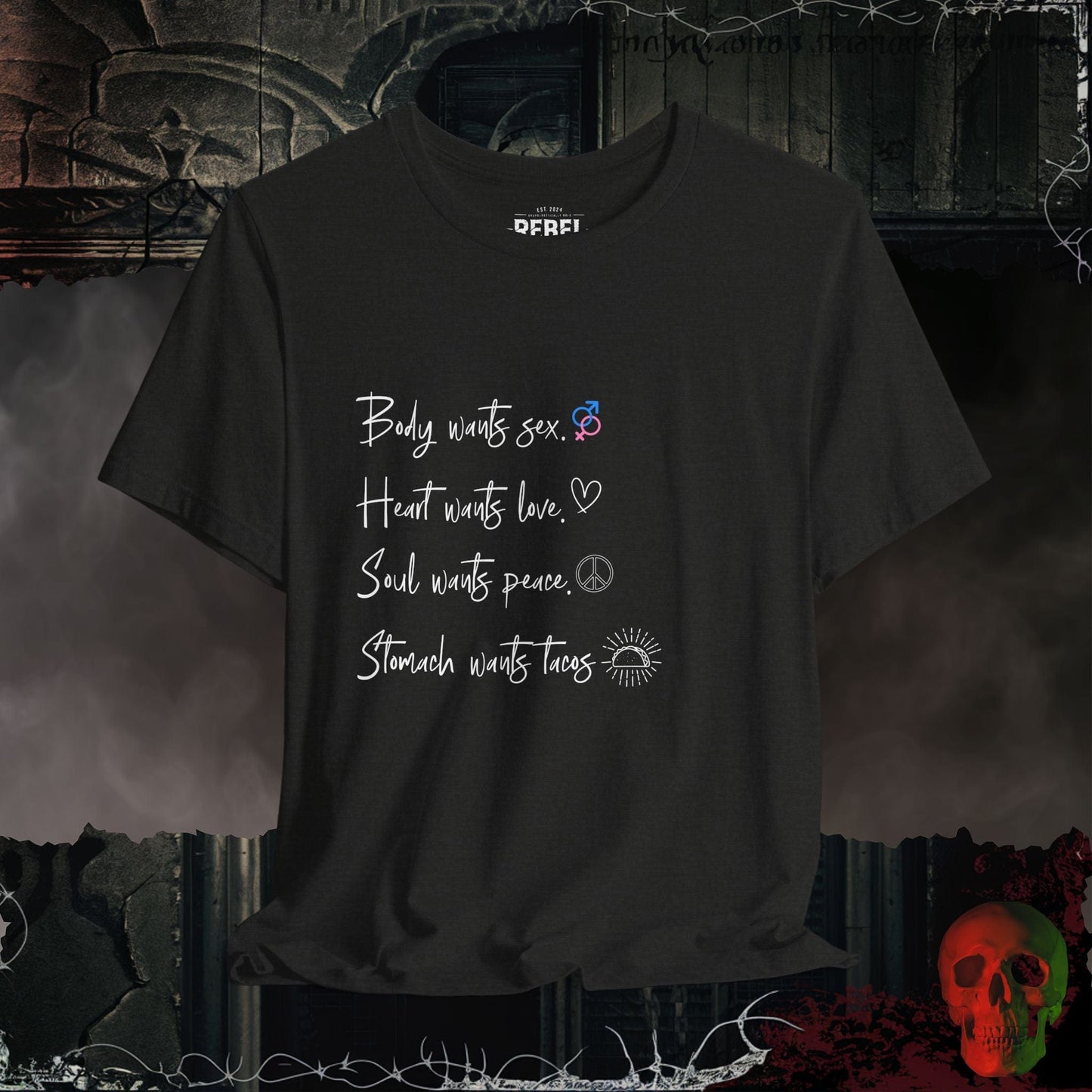 T-Shirt Black Heather / S What The Stomach Wants Tee