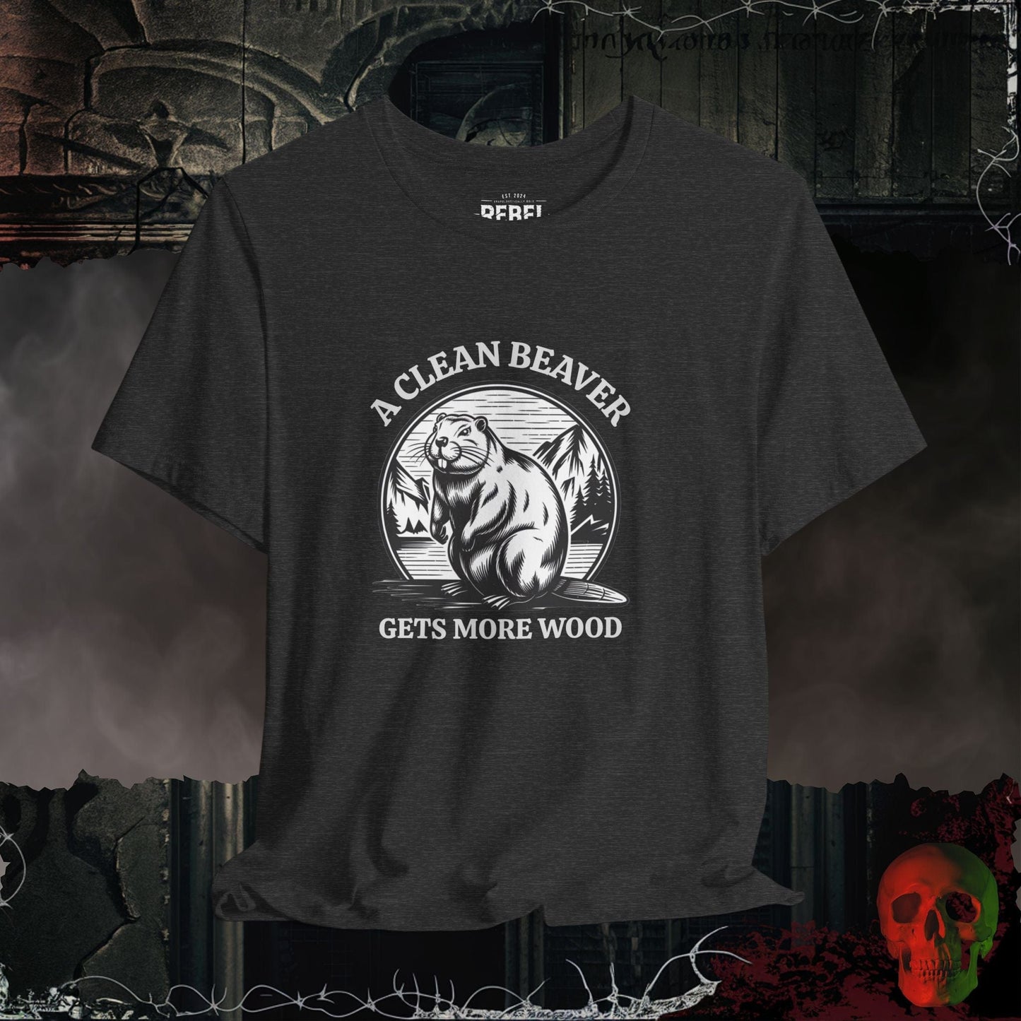 T-Shirt Dark Grey Heather / S A Clean Beaver Gets More Wood Tee