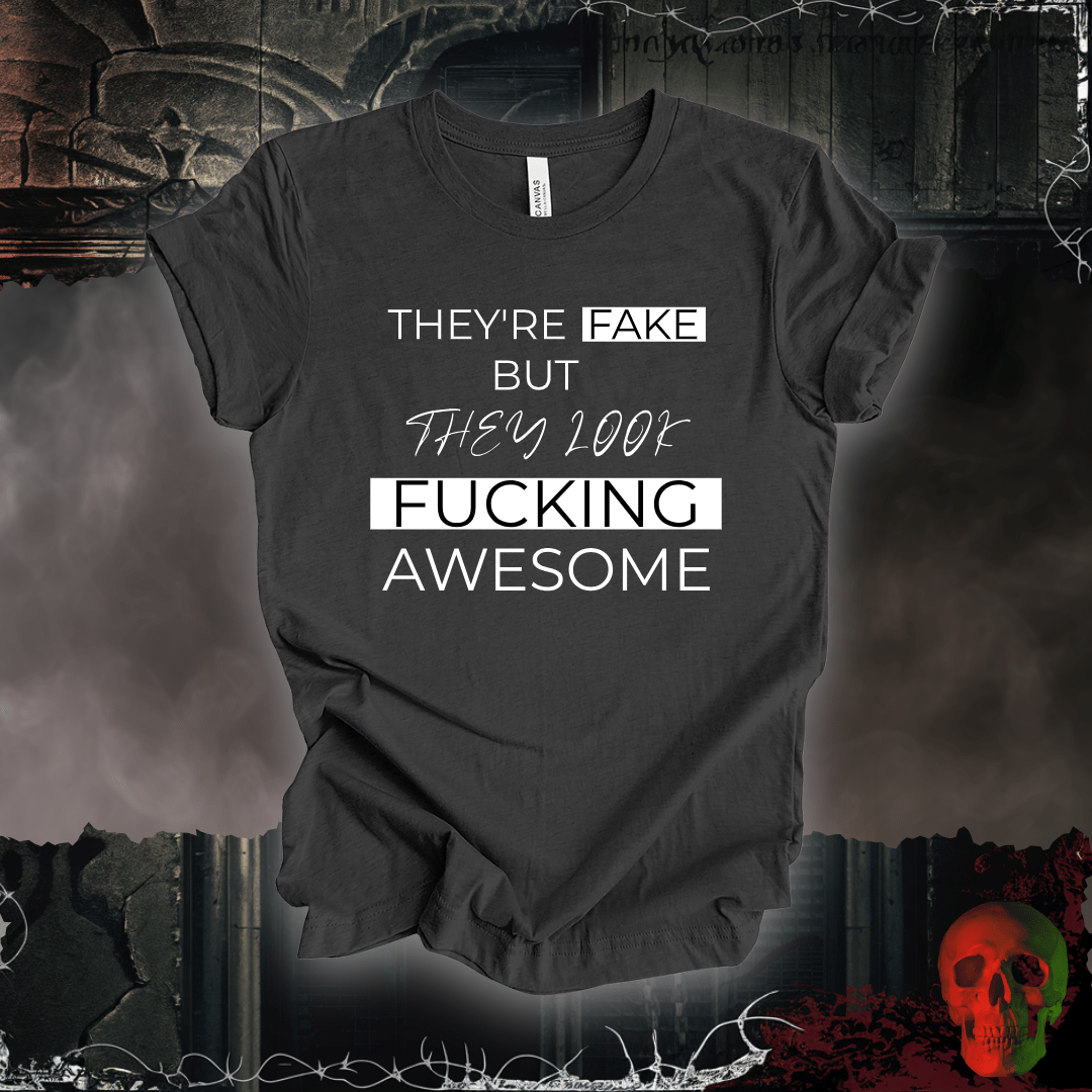 T-Shirt Dark Grey Heather / S FAKE but AWESOME TEE