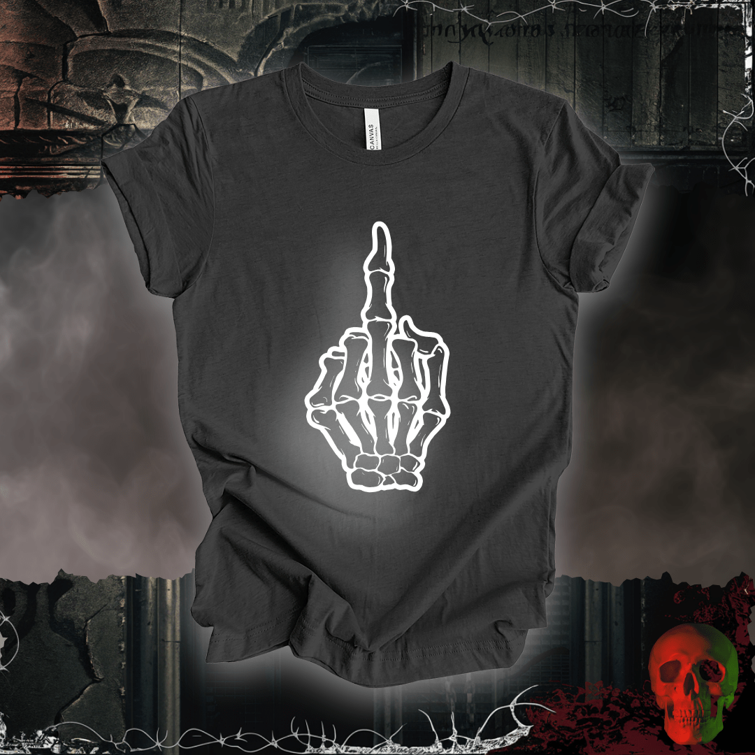 T-Shirt Dark Grey Heather / S Fleshless and fearless, flipping the world off T-Shirt