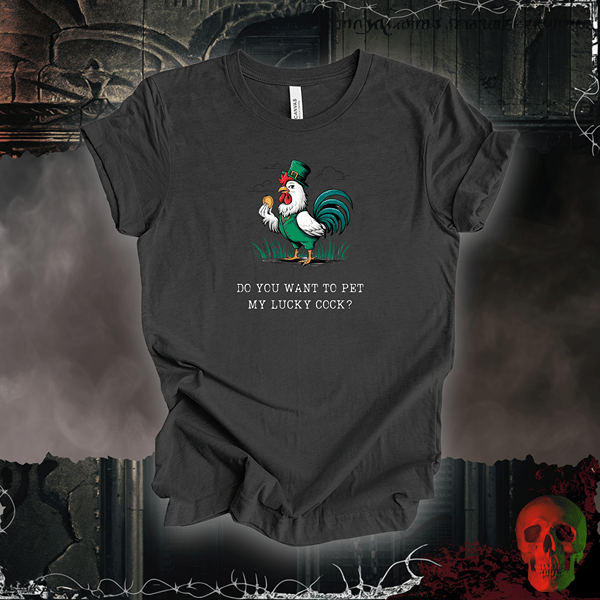 T-Shirt Dark Grey Heather / S Pet My Lucky Cock T-Shirt | Bold & Hilarious St. Patrick's Day Tee