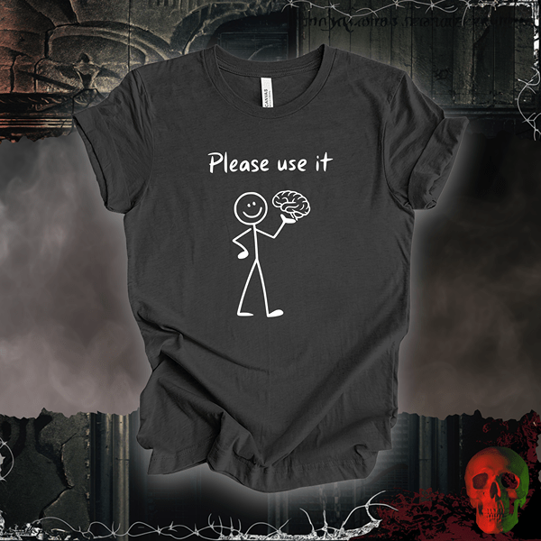 T-Shirt Dark Grey Heather / S Please Use It T-Shirt | Funny Stick Figure Humor Tee