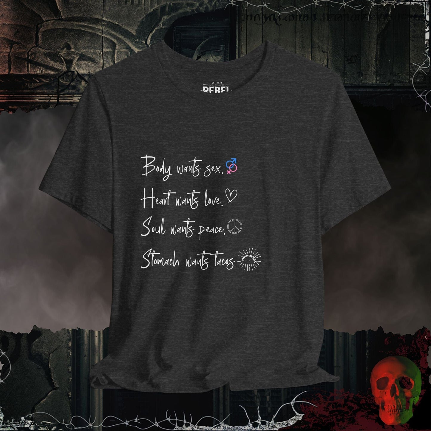 T-Shirt Dark Grey Heather / S What The Stomach Wants Tee