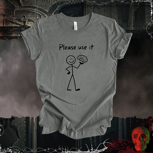 T-Shirt Deep Heather / S Please Use It T-Shirt | Funny Stick Figure Humor Tee