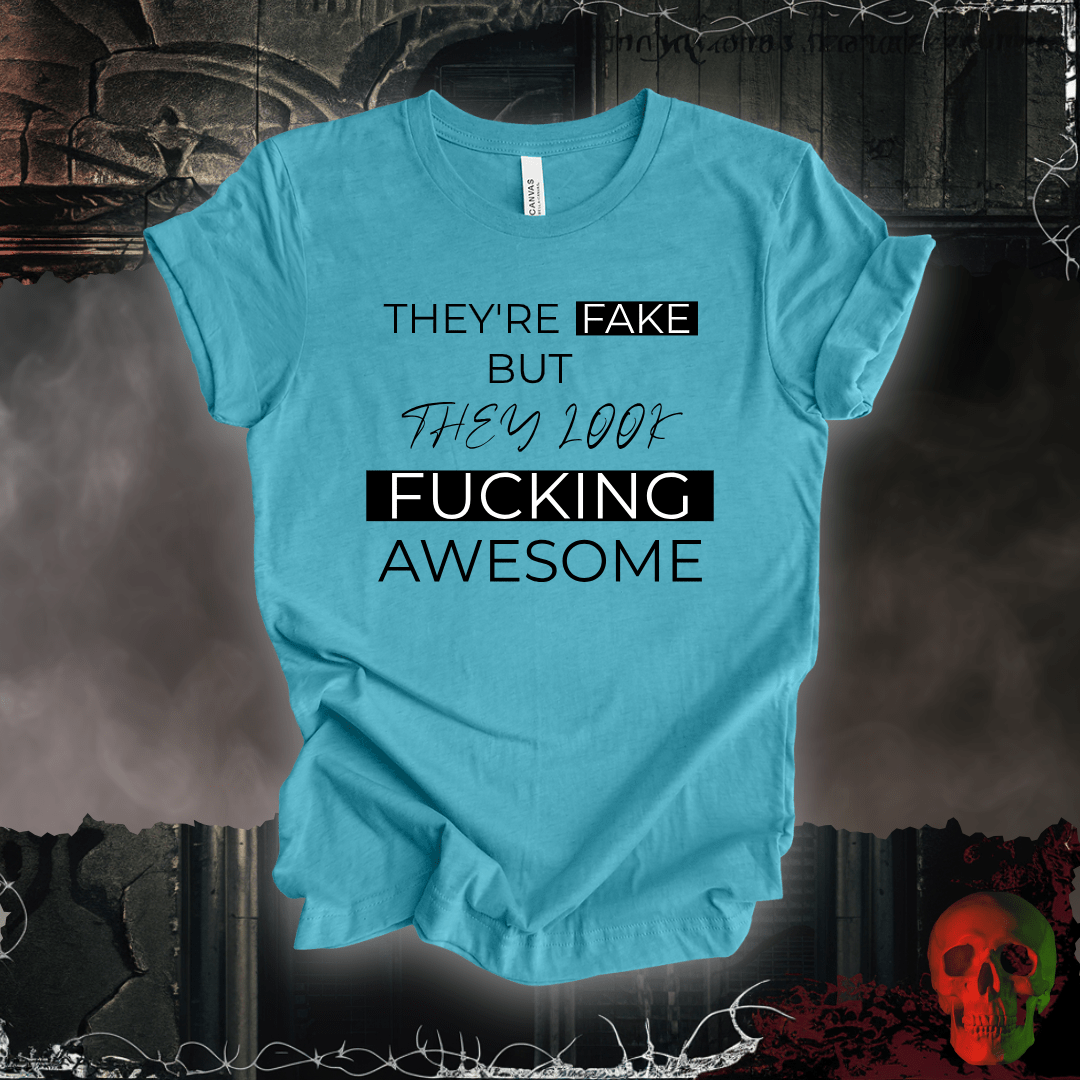 T-Shirt Heather Aqua / S FAKE but AWESOME TEE
