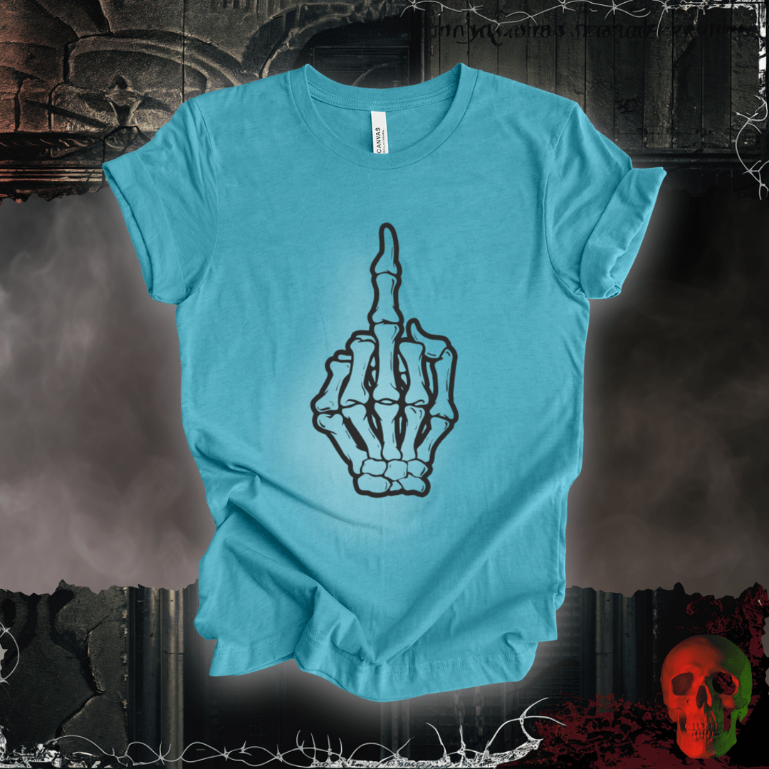 T-Shirt Heather Aqua / S Fleshless and fearless, flipping the world off T-Shirt