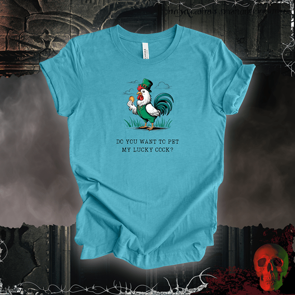 T-Shirt Heather Aqua / S Pet My Lucky Cock T-Shirt | Bold & Hilarious St. Patrick's Day Tee