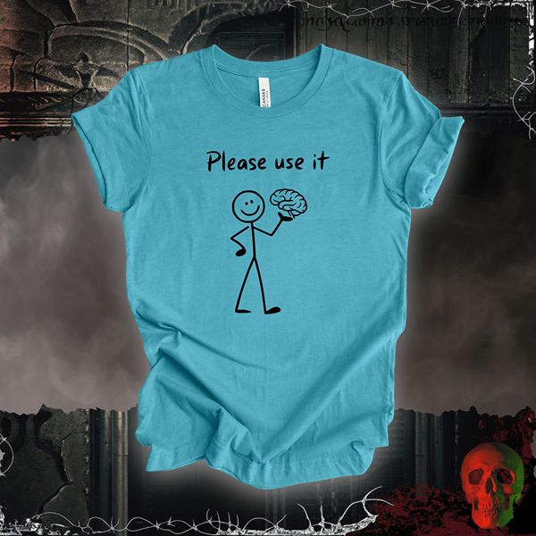 T-Shirt Heather Aqua / S Please Use It T-Shirt | Funny Stick Figure Humor Tee