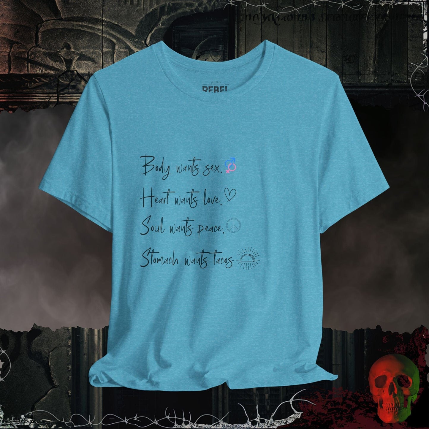 T-Shirt Heather Aqua / S What The Stomach Wants Tee