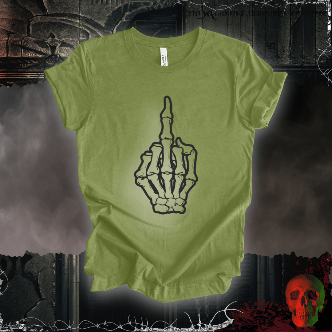 T-Shirt Heather Green / S Fleshless and fearless, flipping the world off T-Shirt