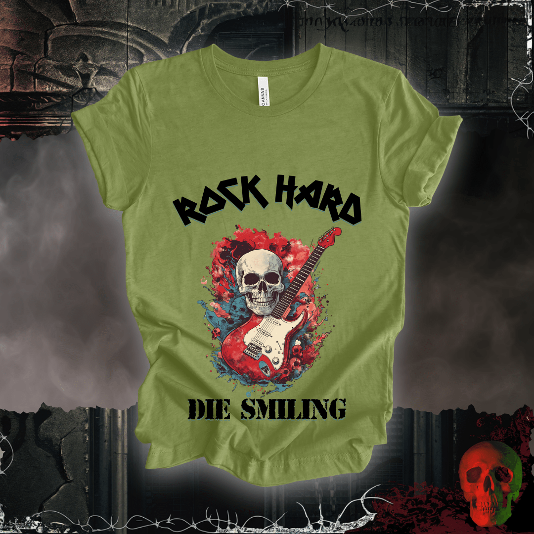 T-Shirt Heather Green / S Rock Hard / Die Smiling T-Shirt