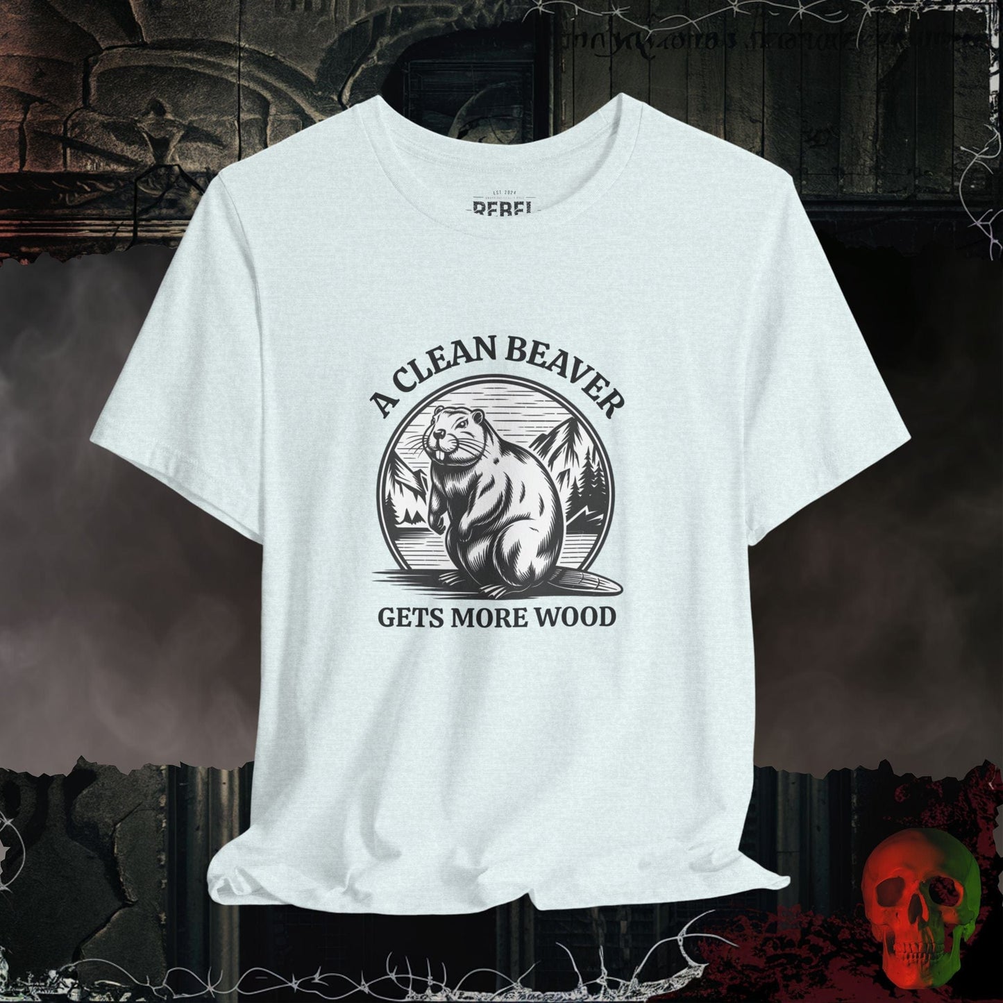 T-Shirt Heather Ice Blue / S A Clean Beaver Gets More Wood Tee