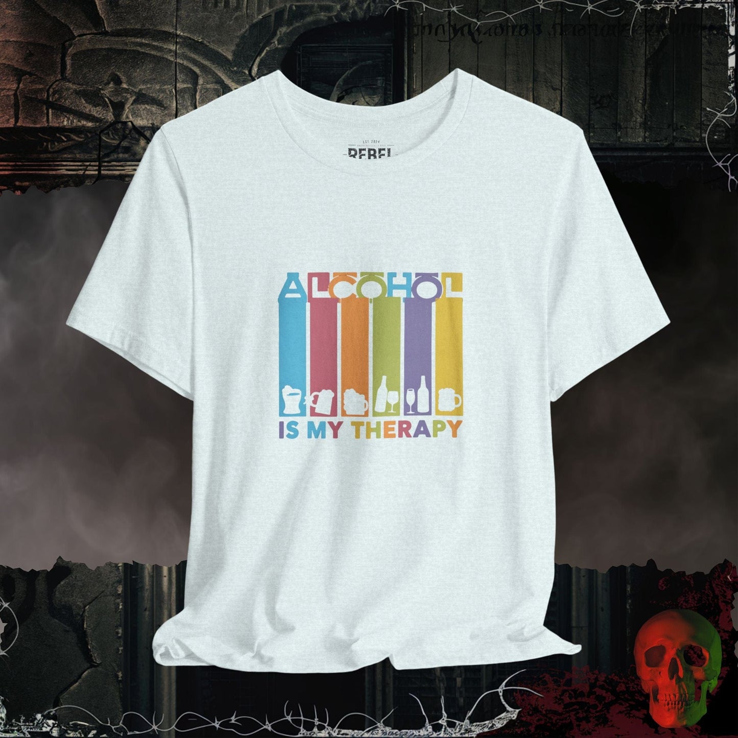 T-Shirt Heather Ice Blue / S Alcohol Therapy: The Ultimate Happy Hour Tee
