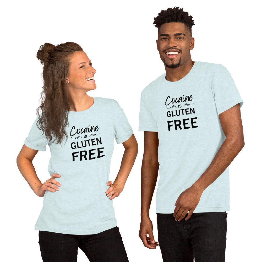 T-Shirt Heather Ice Blue / S Cocaine is Gluten Free T-Shirt