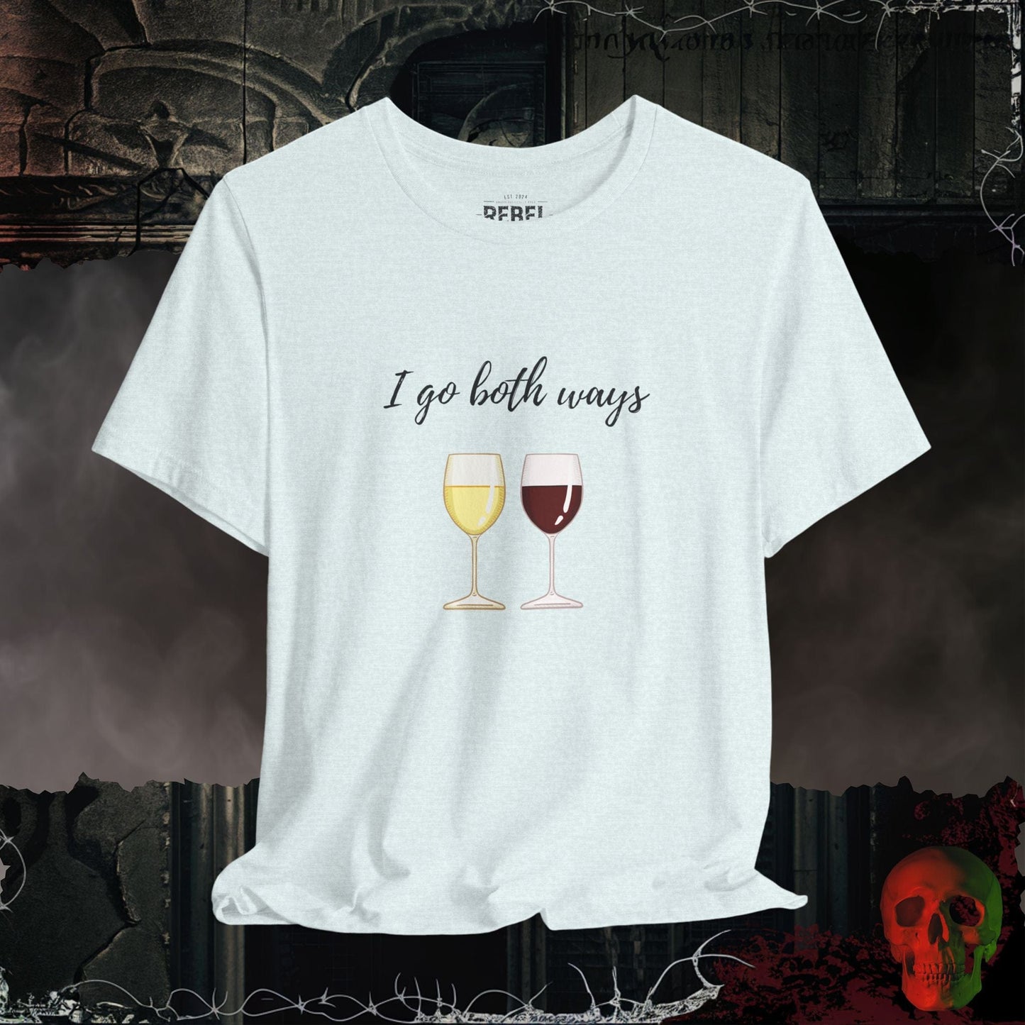 T-Shirt Heather Ice Blue / S I Go Both Ways Wine Tee