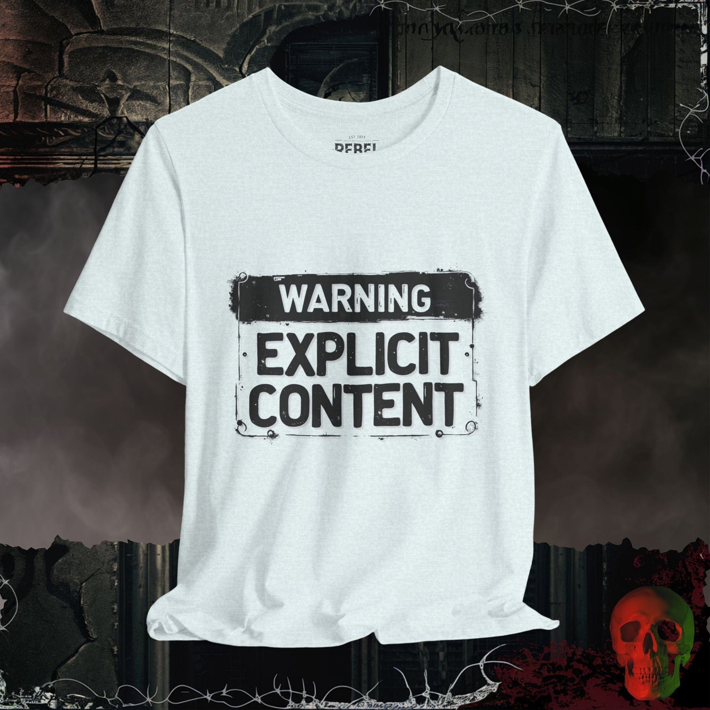 T-Shirt Heather Ice Blue / S Warning : Explicit Content Tee