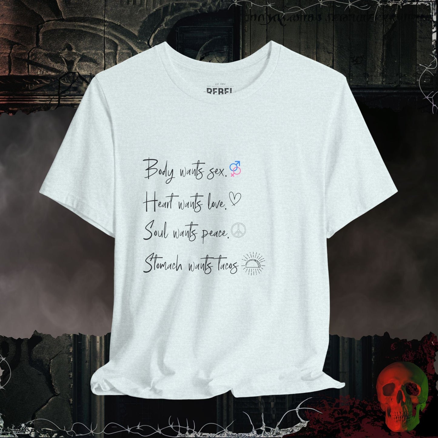 T-Shirt Heather Ice Blue / S What The Stomach Wants Tee