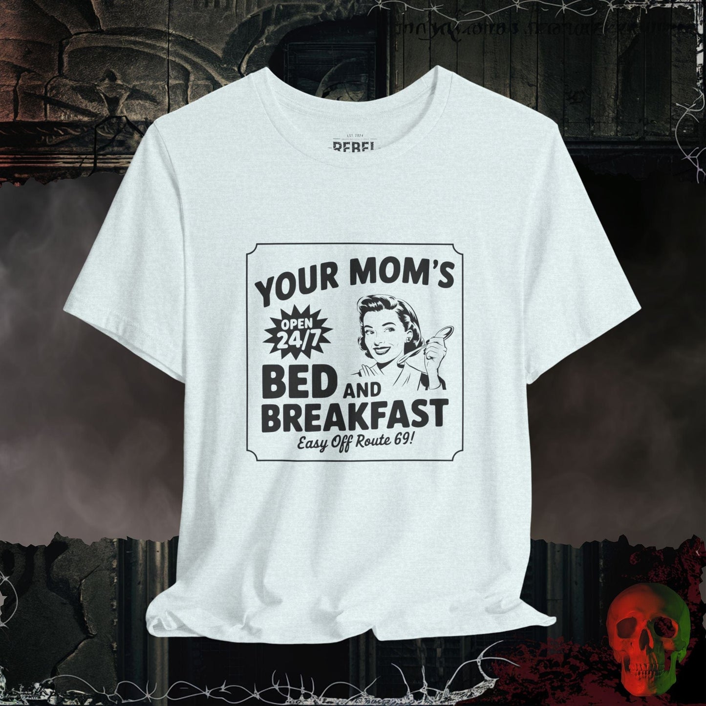 T-Shirt Heather Ice Blue / S Your Mom’s Bed and Breakfast Tee