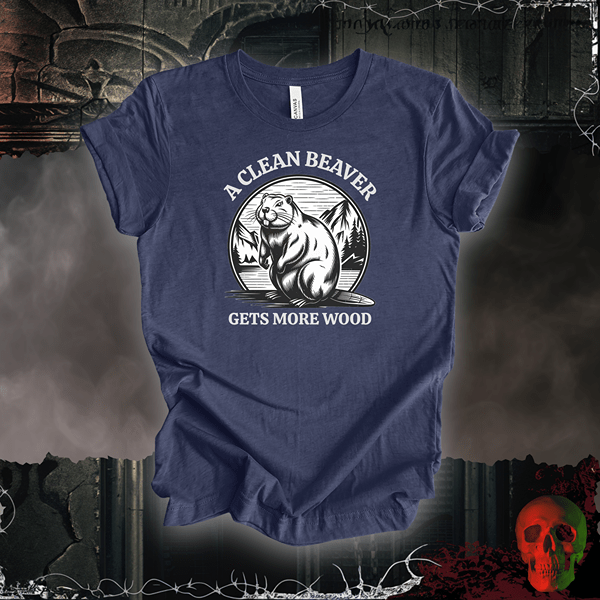 T-Shirt Heather Navy / S A Clean Beaver Gets More Wood Tee