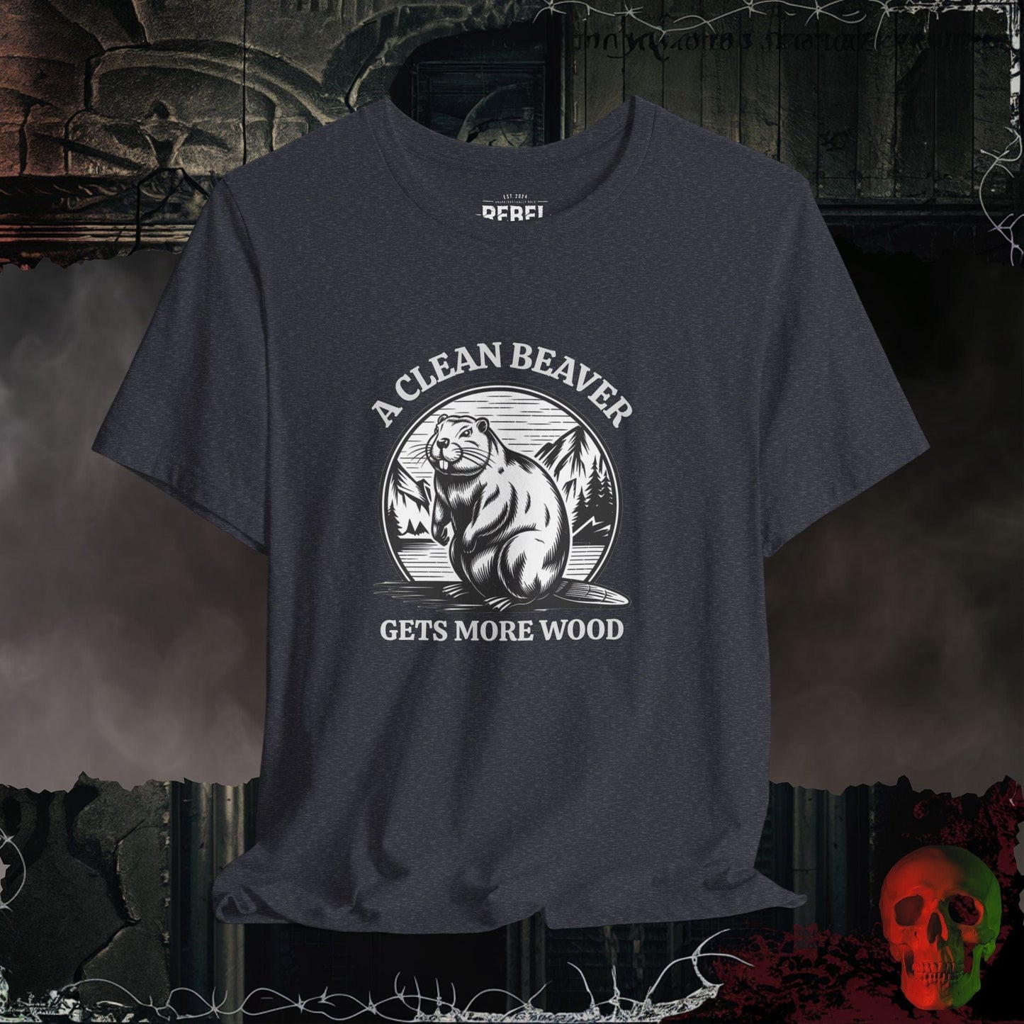 T-Shirt Heather Navy / S A Clean Beaver Gets More Wood Tee