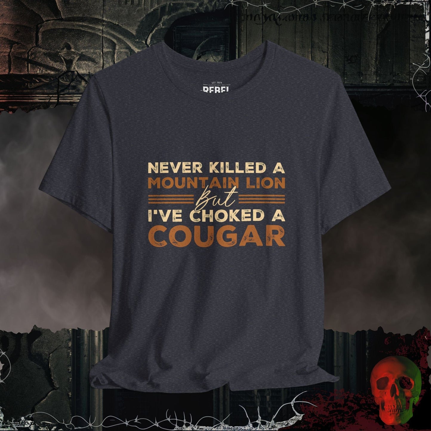 T-Shirt Heather Navy / S Choked a Cougar Tee