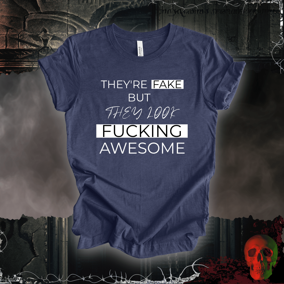 T-Shirt Heather Navy / S FAKE but AWESOME TEE