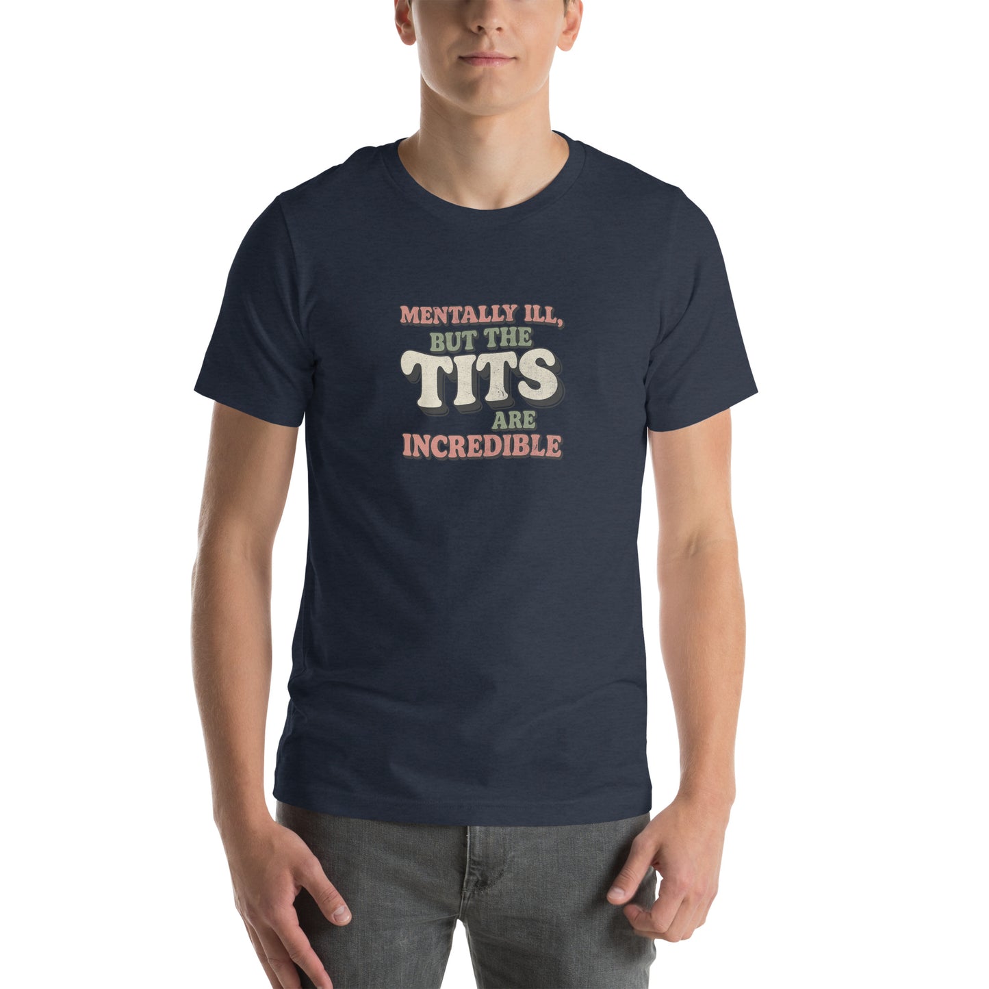 T-Shirt Heather Navy / S Hot Mess, Great Tits Tee