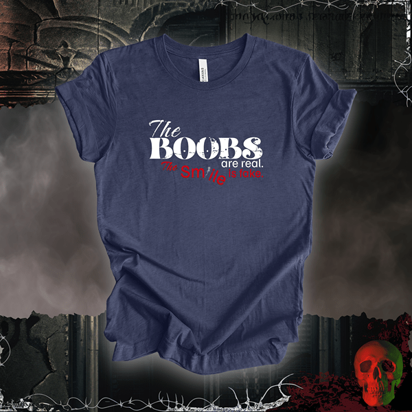 T-Shirt Heather Navy / S Real Boobs | Fake Smile Tee