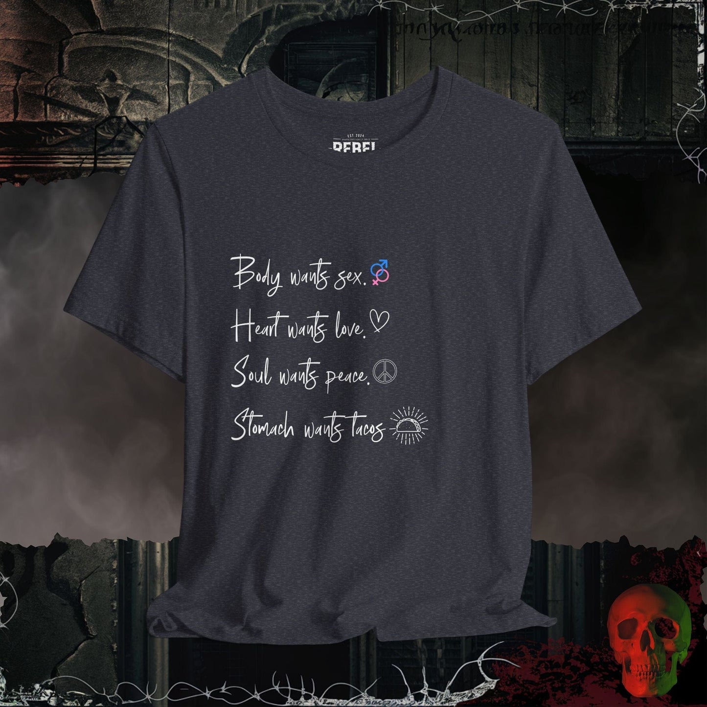 T-Shirt Heather Navy / S What The Stomach Wants Tee