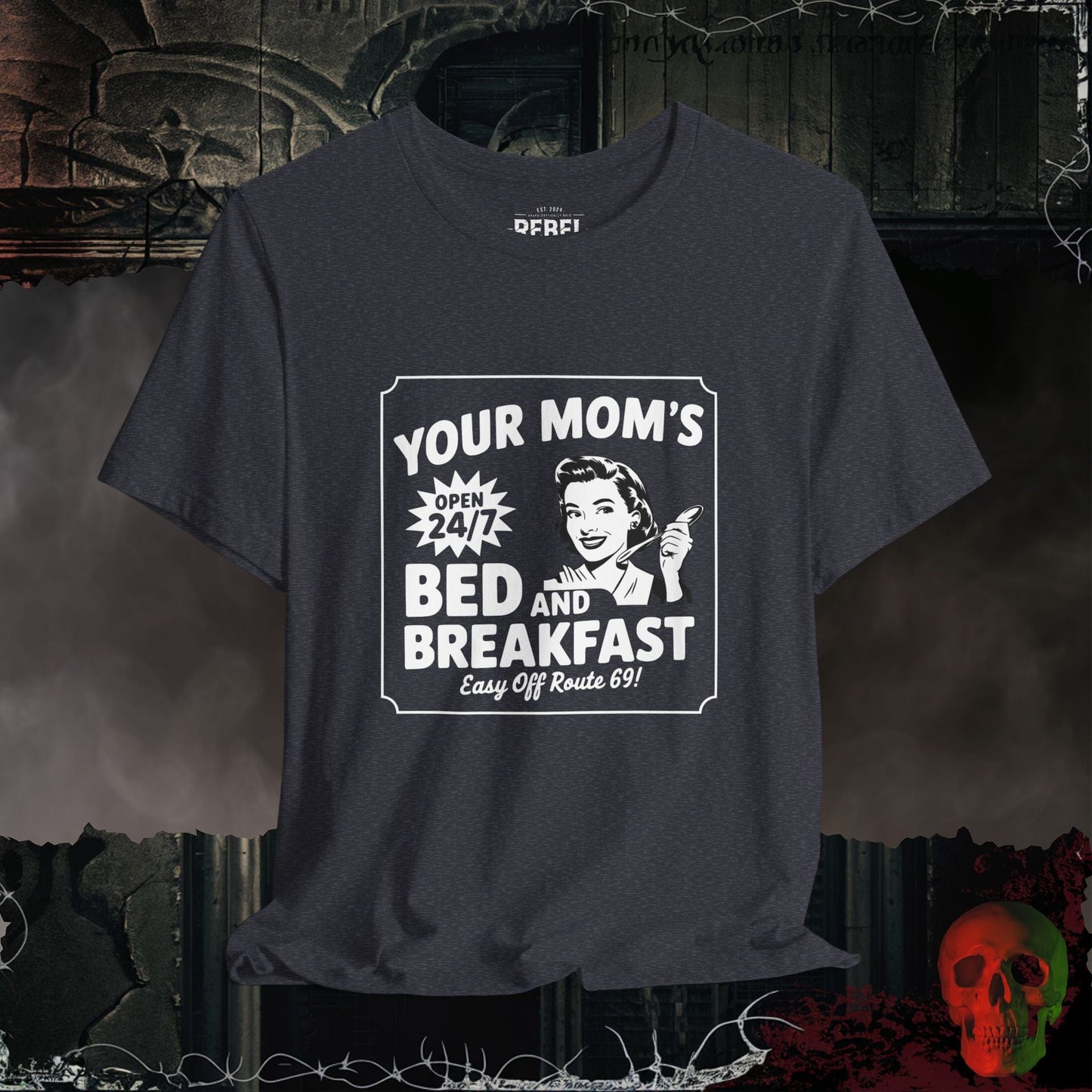 T-Shirt Heather Navy / S Your Mom’s Bed and Breakfast Tee