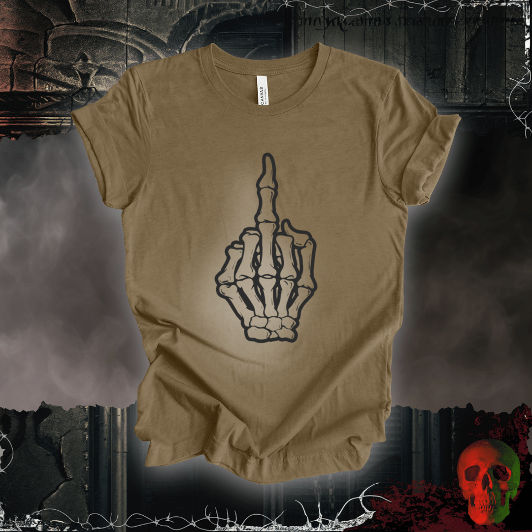 T-Shirt Heather Olive / S Fleshless and fearless, flipping the world off T-Shirt