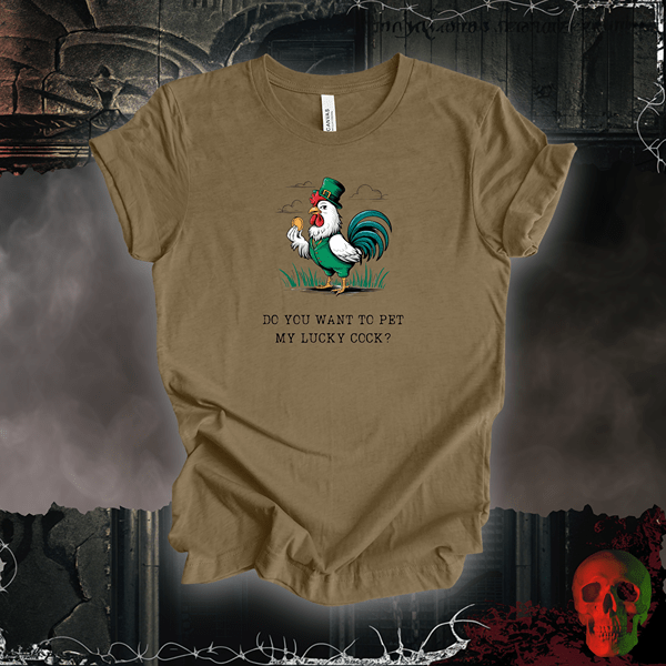 T-Shirt Heather Olive / S Pet My Lucky Cock T-Shirt | Bold & Hilarious St. Patrick's Day Tee