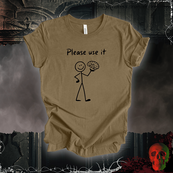 T-Shirt Heather Olive / S Please Use It T-Shirt | Funny Stick Figure Humor Tee
