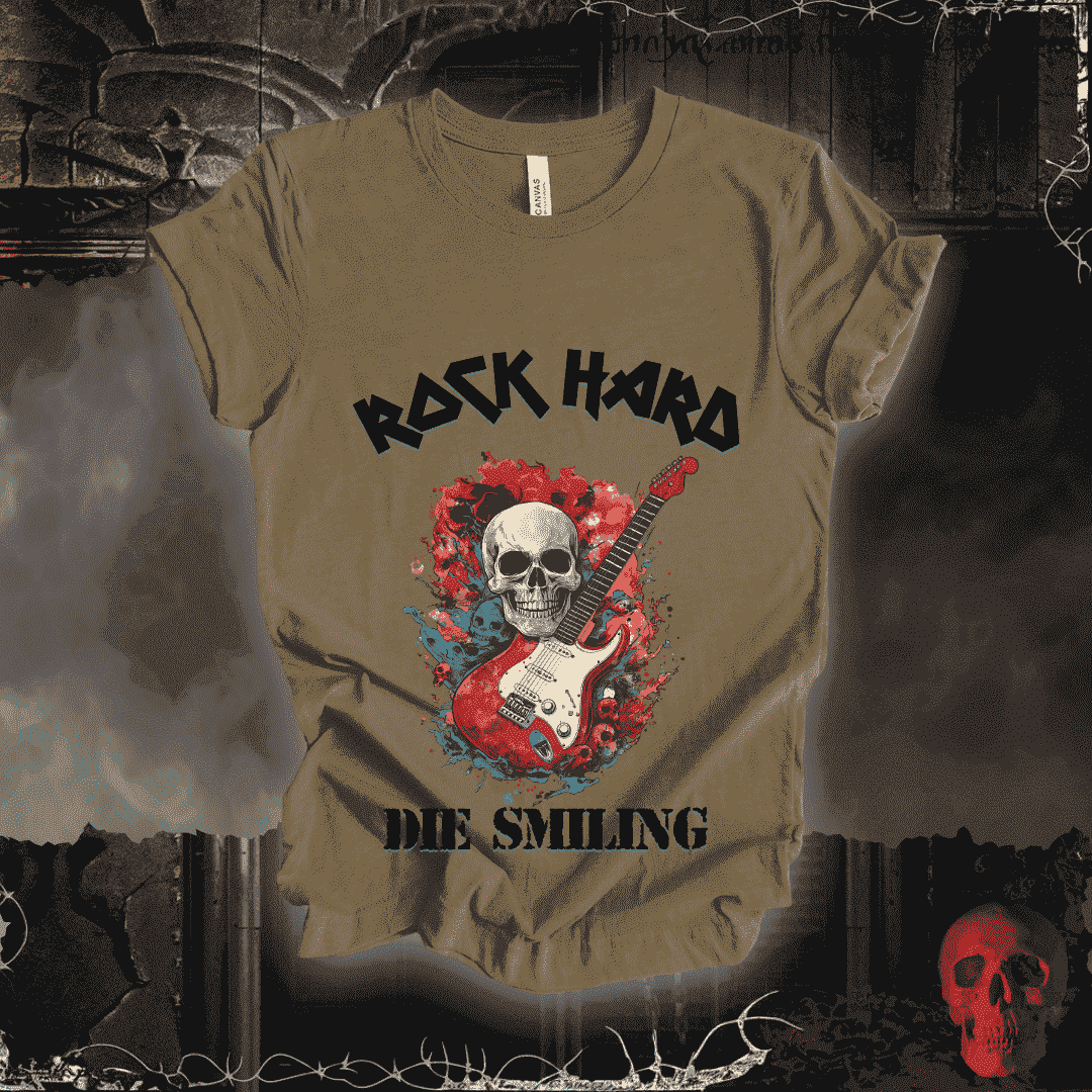 T-Shirt Heather Olive / S Rock Hard / Die Smiling T-Shirt